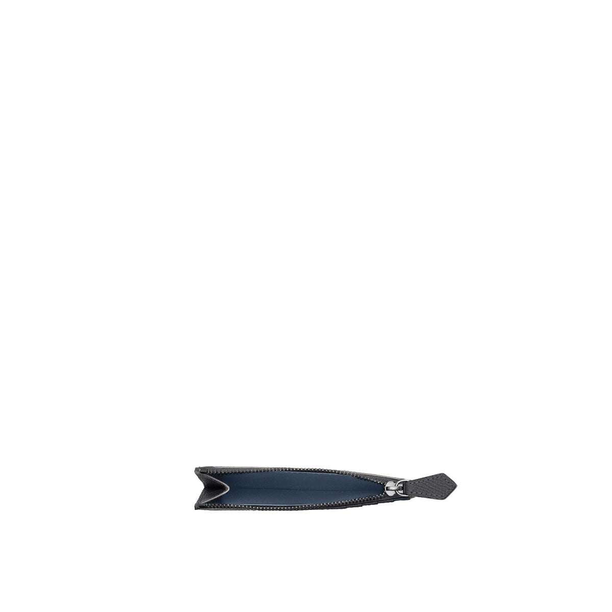 Bi-color Mini Zip Wallet Nobile Leather (Charcoal Gray × Jeans Blue)
