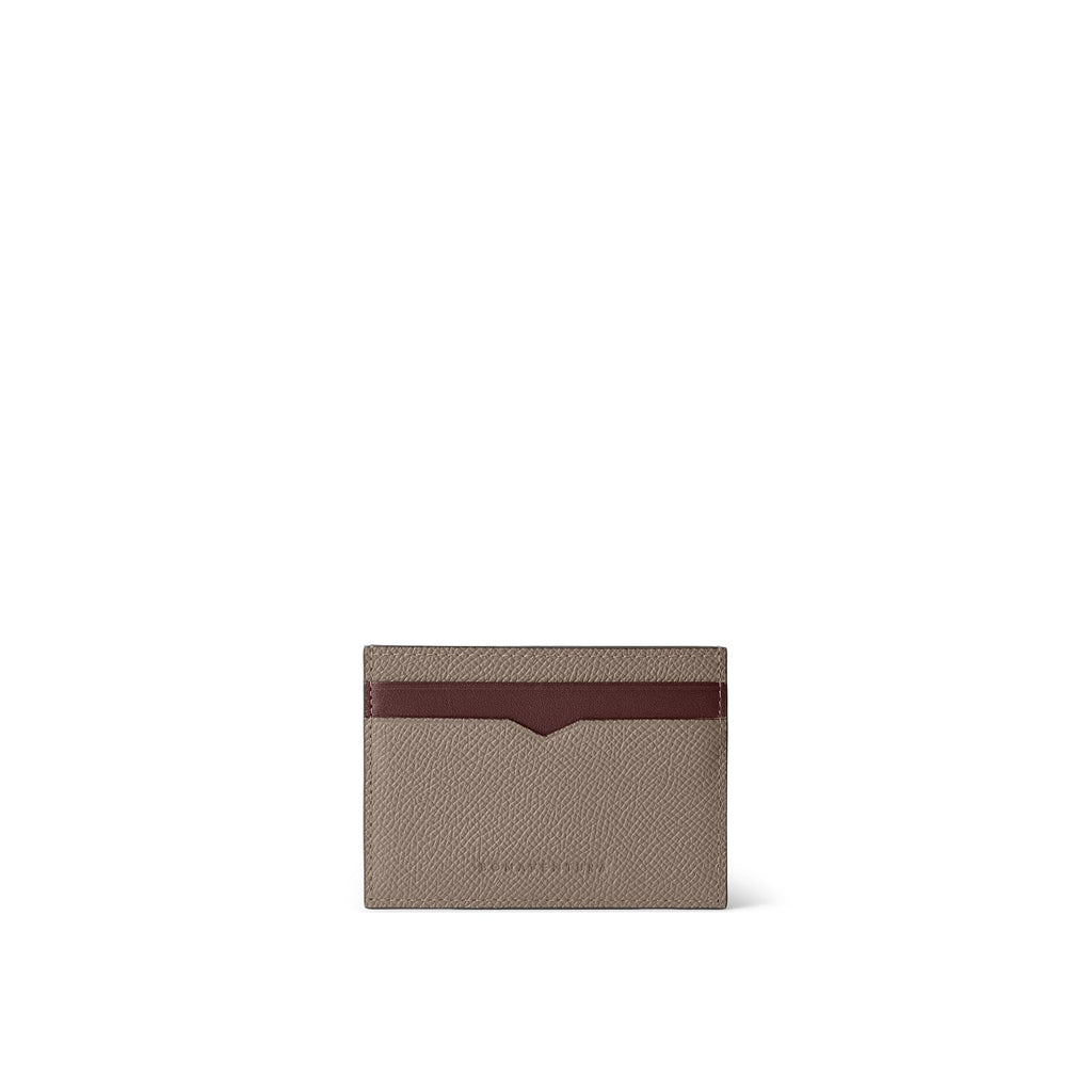 Bi-color Slim Card Case Nobile Leather (Etoupe × Bordeaux)