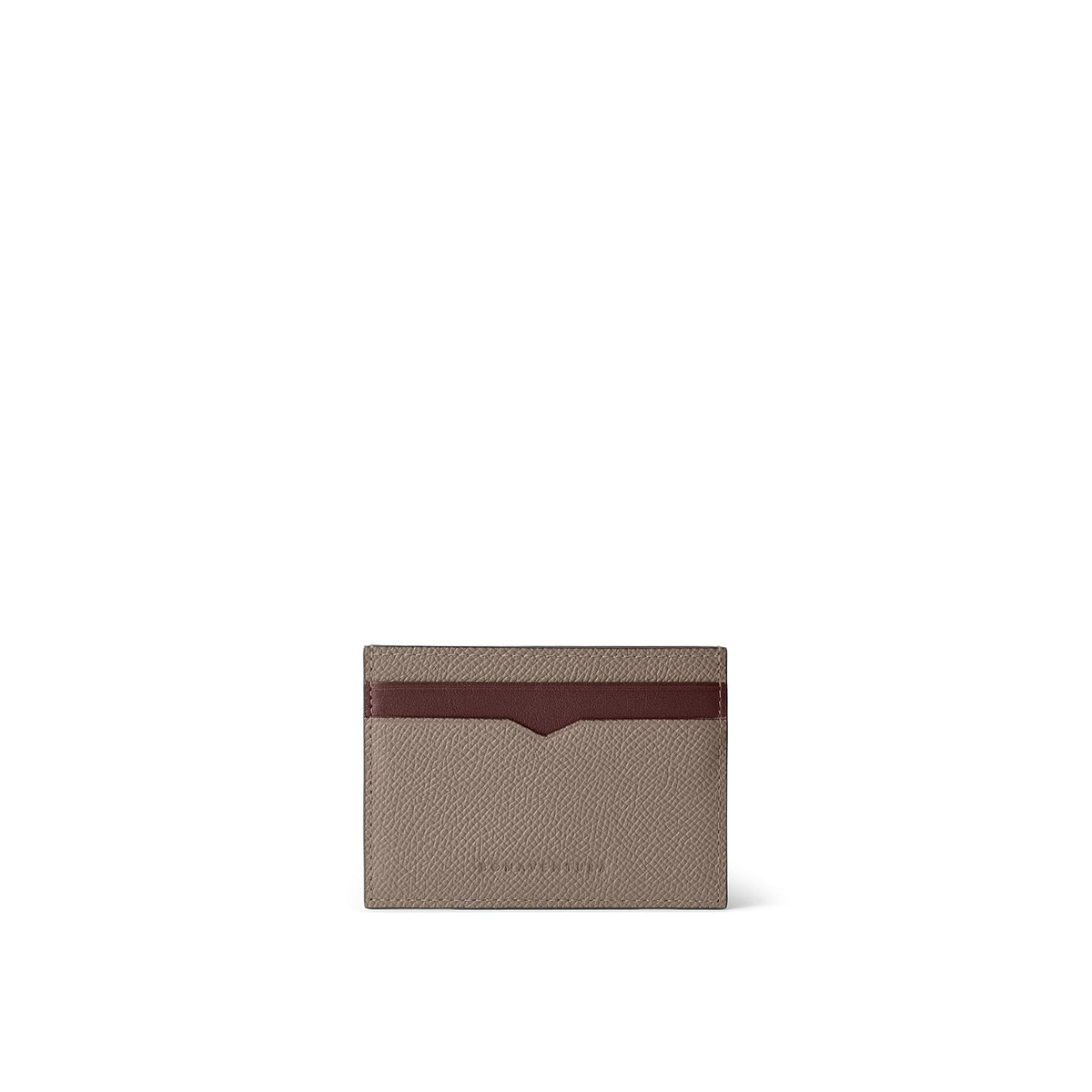 Bi-color Slim Card Case Nobile Leather (Etoupe × Bordeaux)
