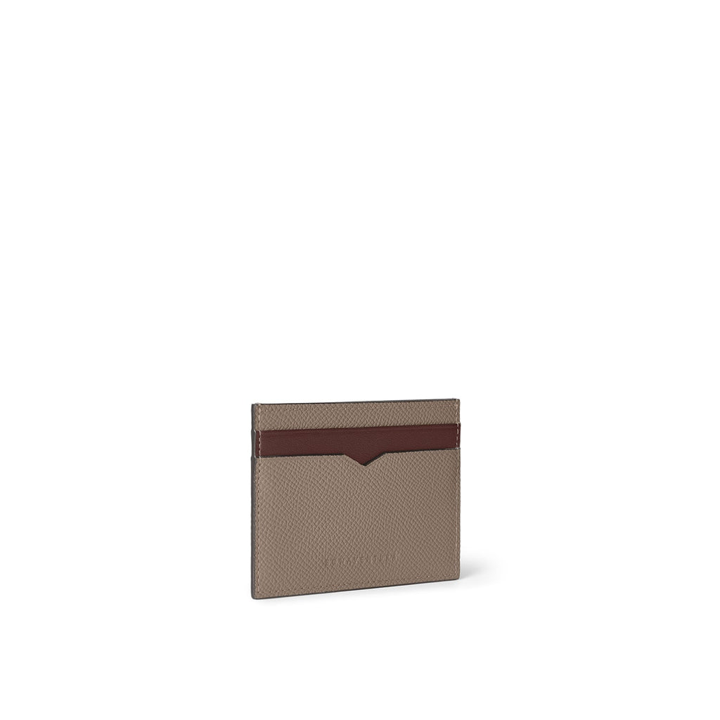 Bi-color Slim Card Case Nobile Leather (Etoupe × Bordeaux)