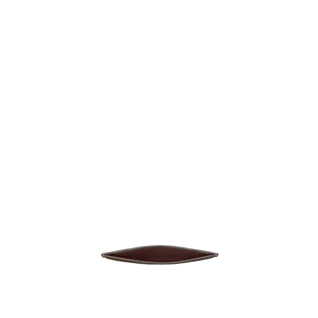 Bi-color Slim Card Case Nobile Leather (Etoupe × Bordeaux)