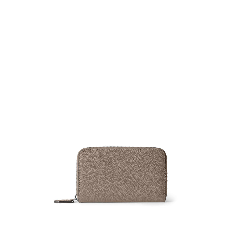 Bi-color Compact Wallet Nobile Leather (Etoupe × Bordeaux)