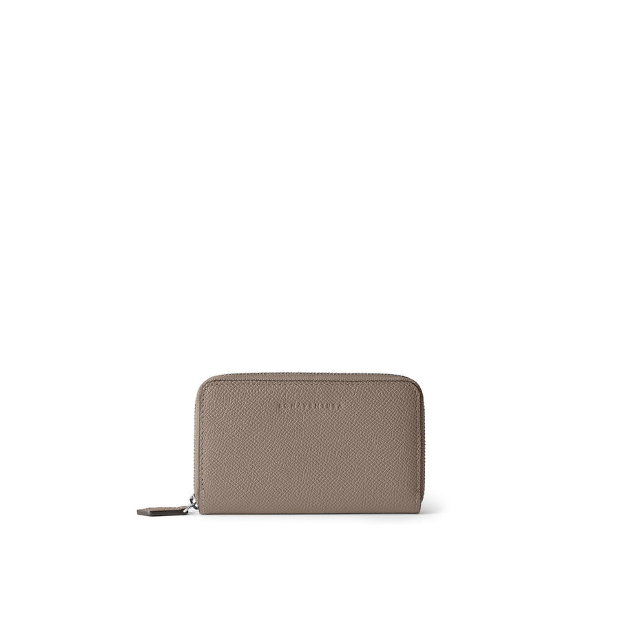 Bi-color Compact Wallet Nobile Leather (Etoupe × Bordeaux)
