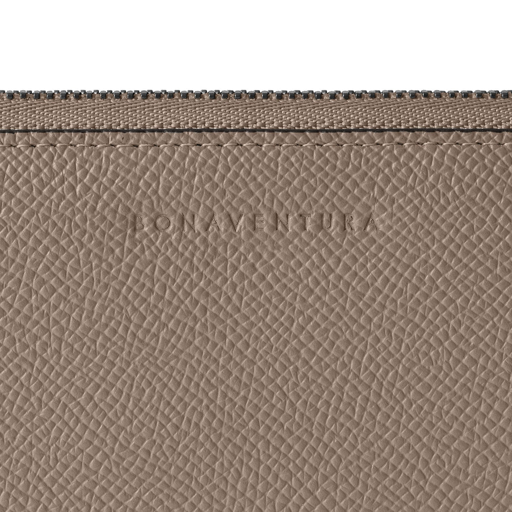 Bi-color Compact Wallet Nobile Leather (Etoupe × Bordeaux)