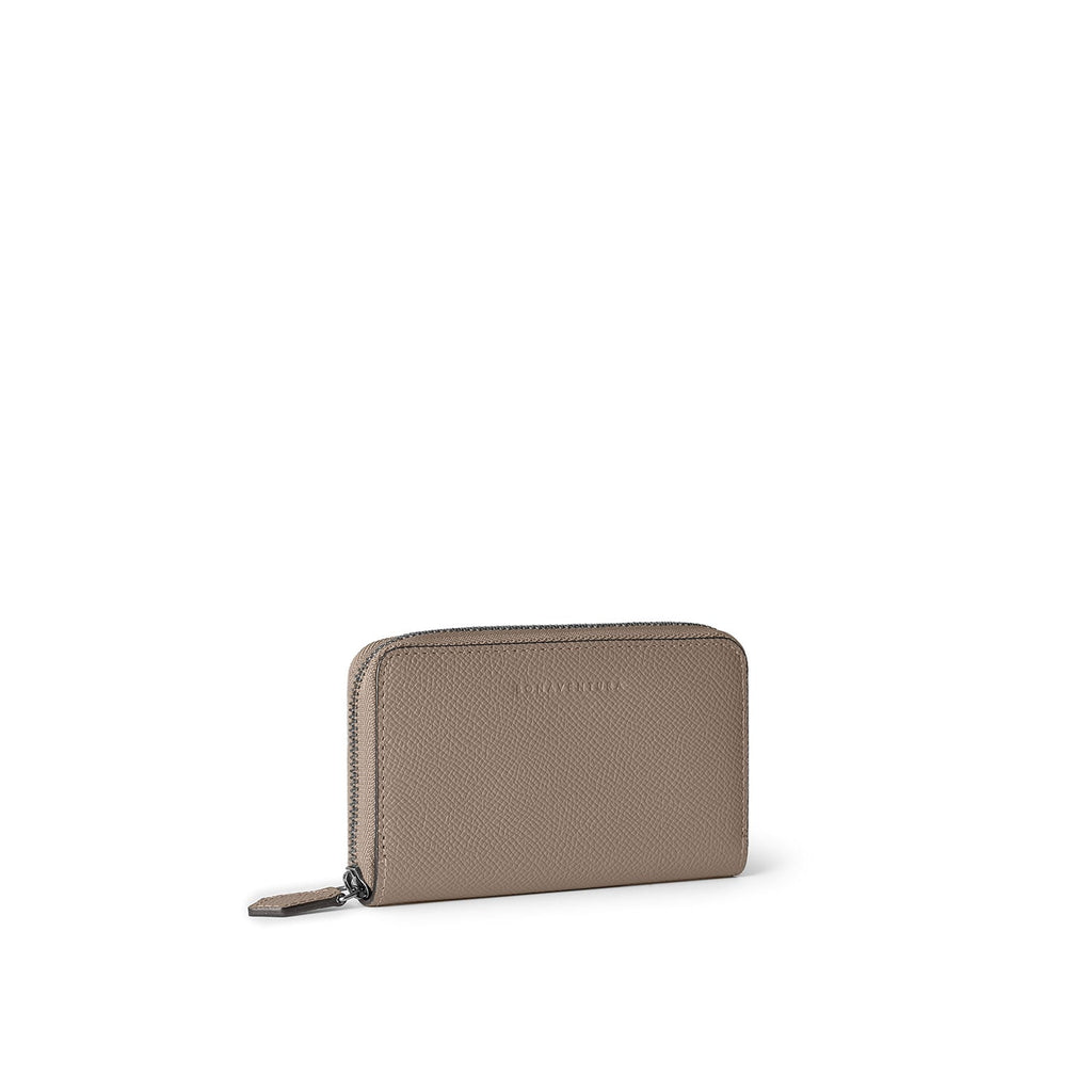 Bi-color Compact Wallet Nobile Leather (Etoupe × Bordeaux)
