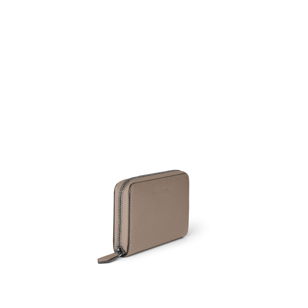 Bi-color Compact Wallet Nobile Leather (Etoupe × Bordeaux)