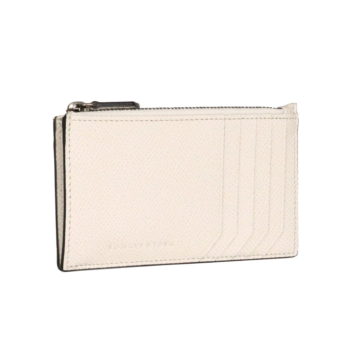 Mini Zip Wallet Nobile Leather (White × Black)