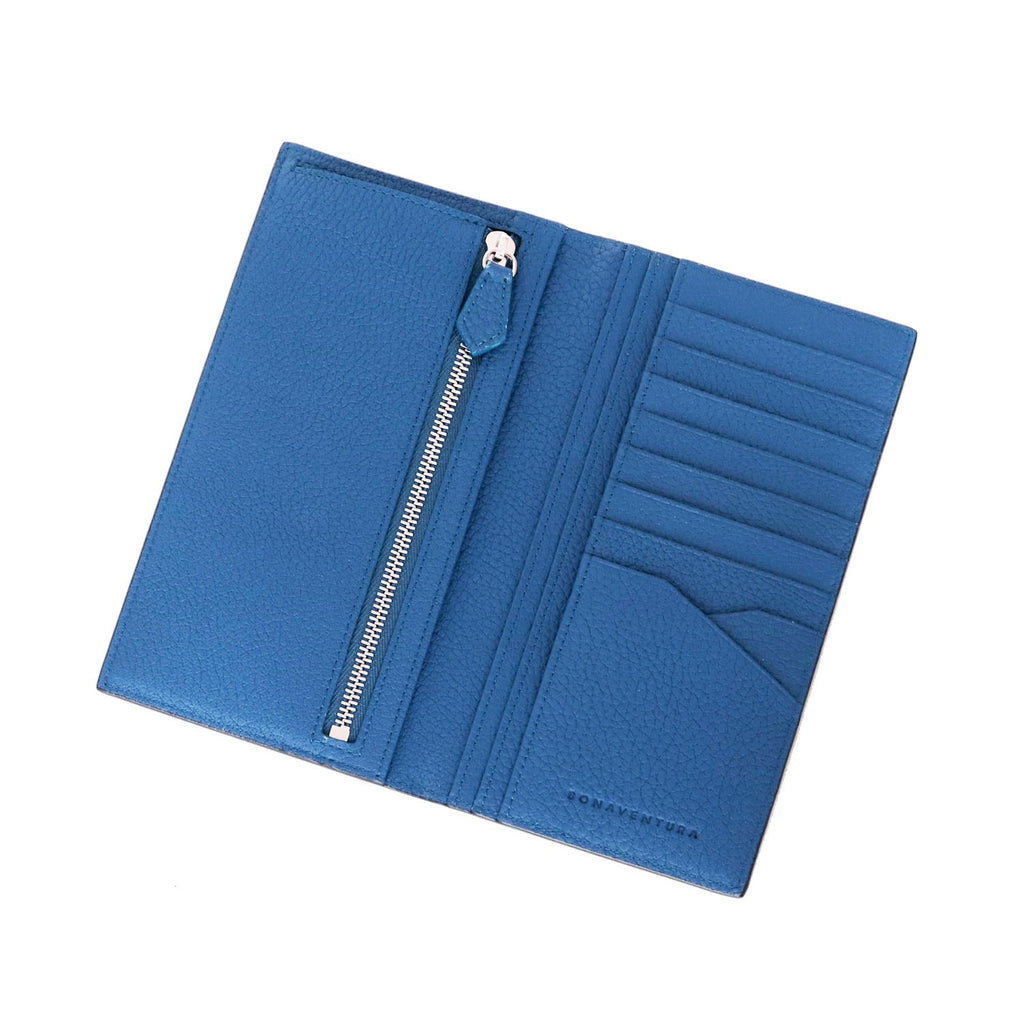 SAVOIA × BONAVENTURA Long Wallet Shrink Leather (Black × Savoia Blue)