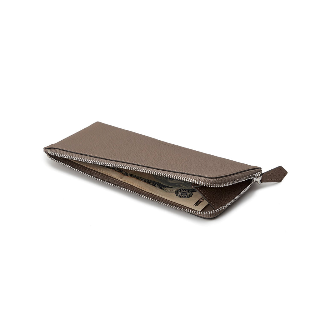 Long L-Zip Wallet Shrink Leather (Etoupe)