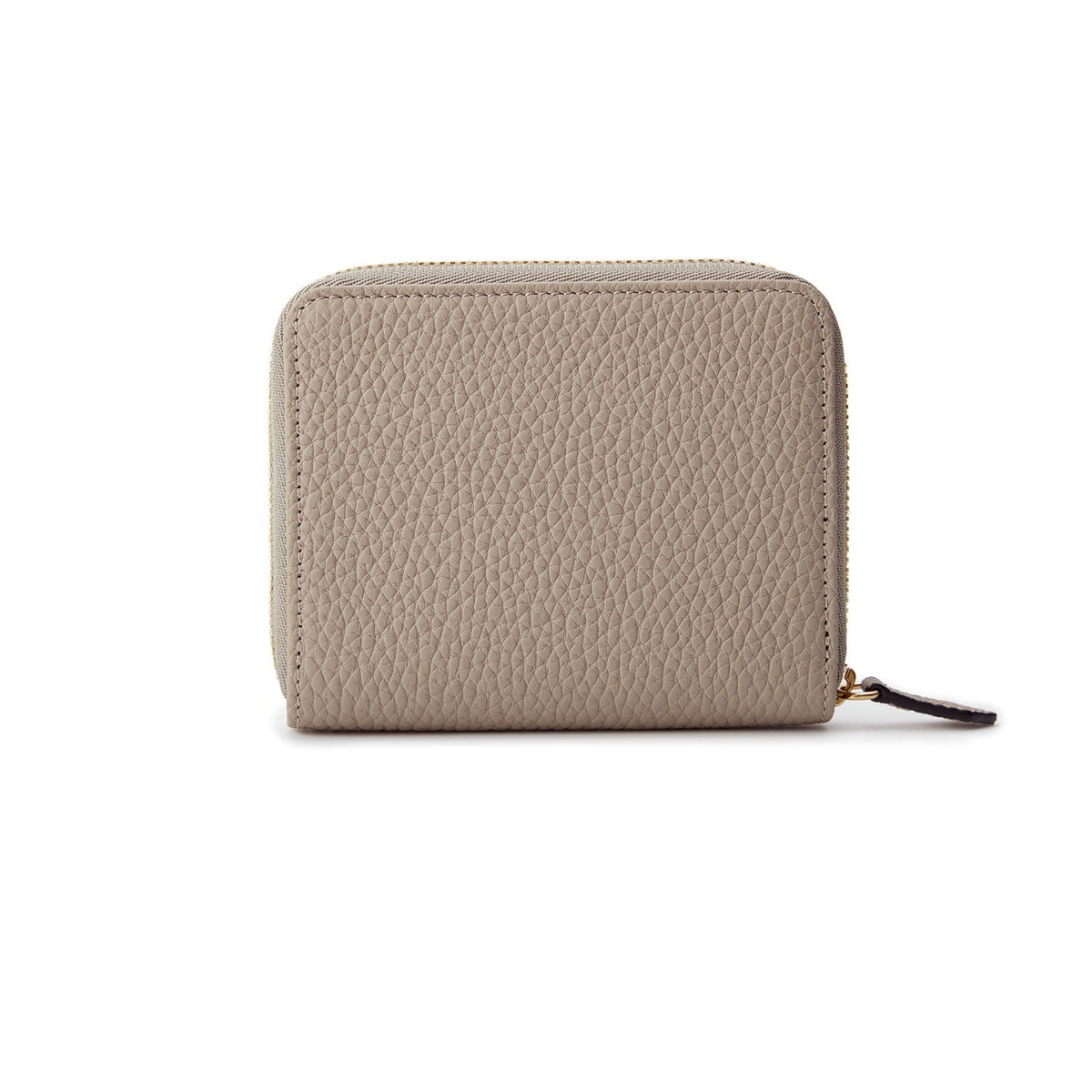 Small Round Zip Wallet Shrink Leather (Greige × Baby Pink)