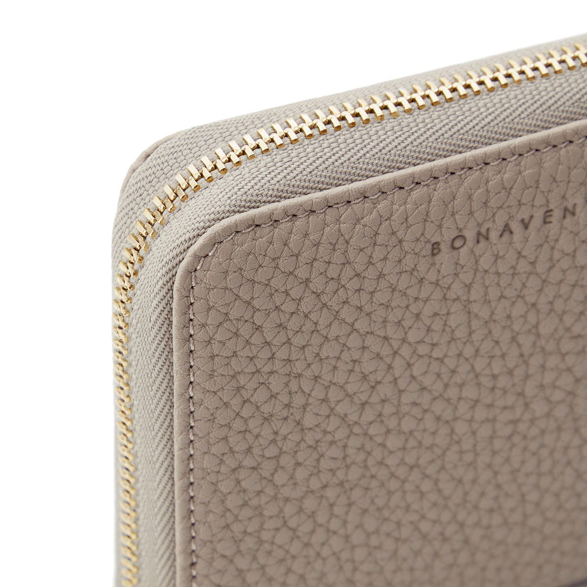 Small Round Zip Wallet Shrink Leather (Greige × Baby Pink)