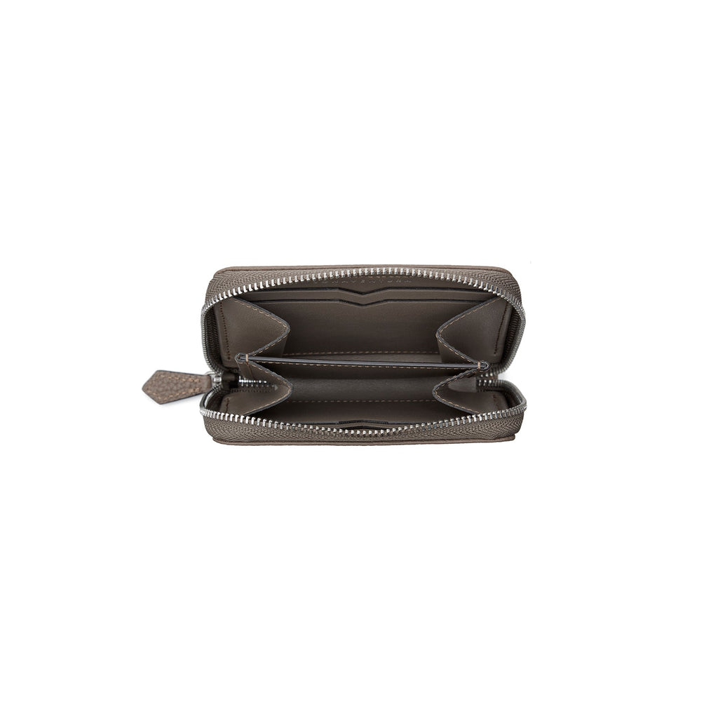 Men's Small Round Zip Wallet Shrink Leather (Etoupe)