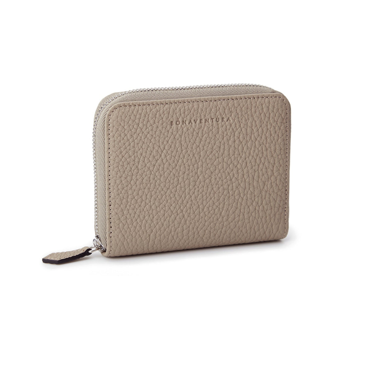 Men's Small Round Zip Wallet Shrink Leather (Greige)