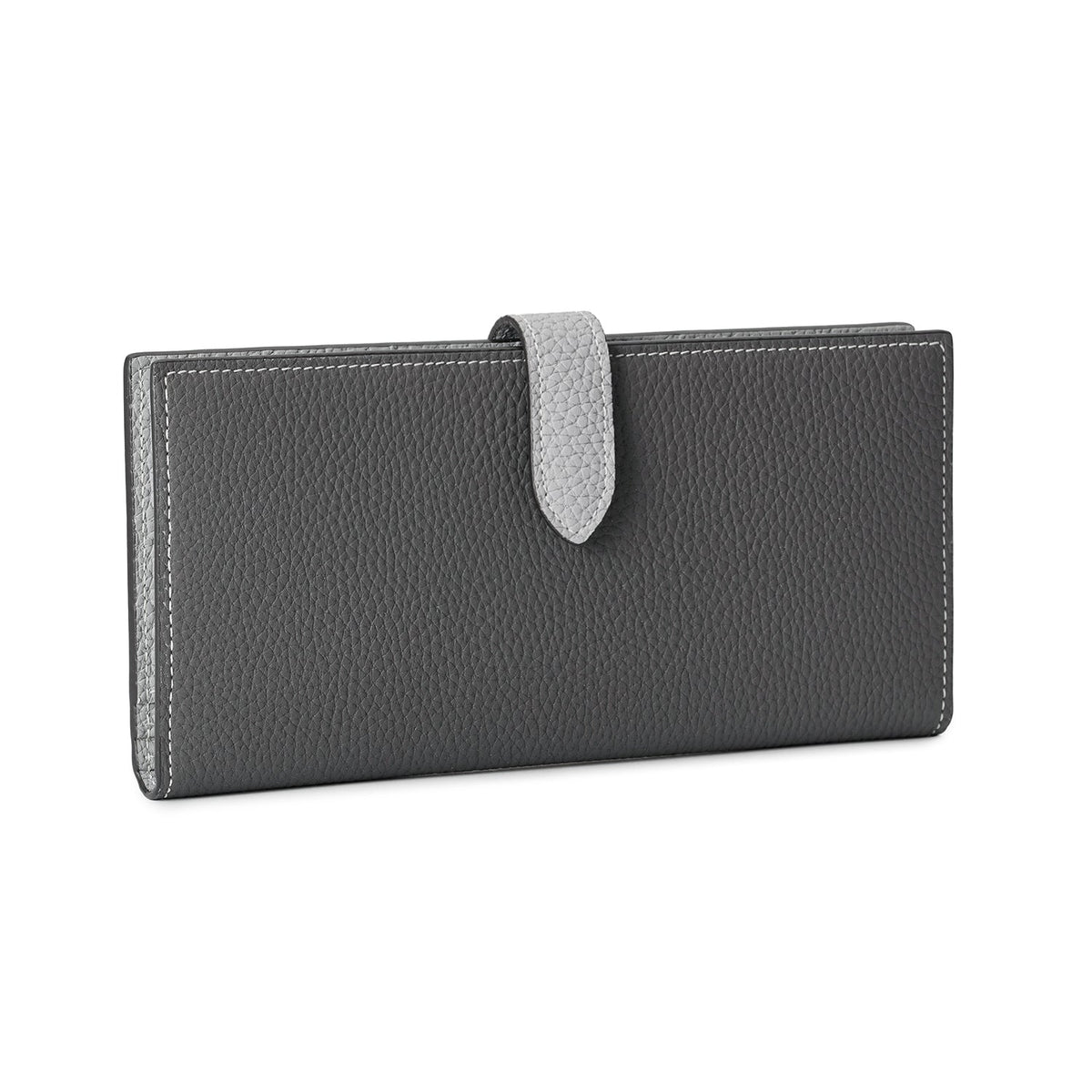 Belted Long Wallet Shrink Leather (Charcoal Gray × True Gray)