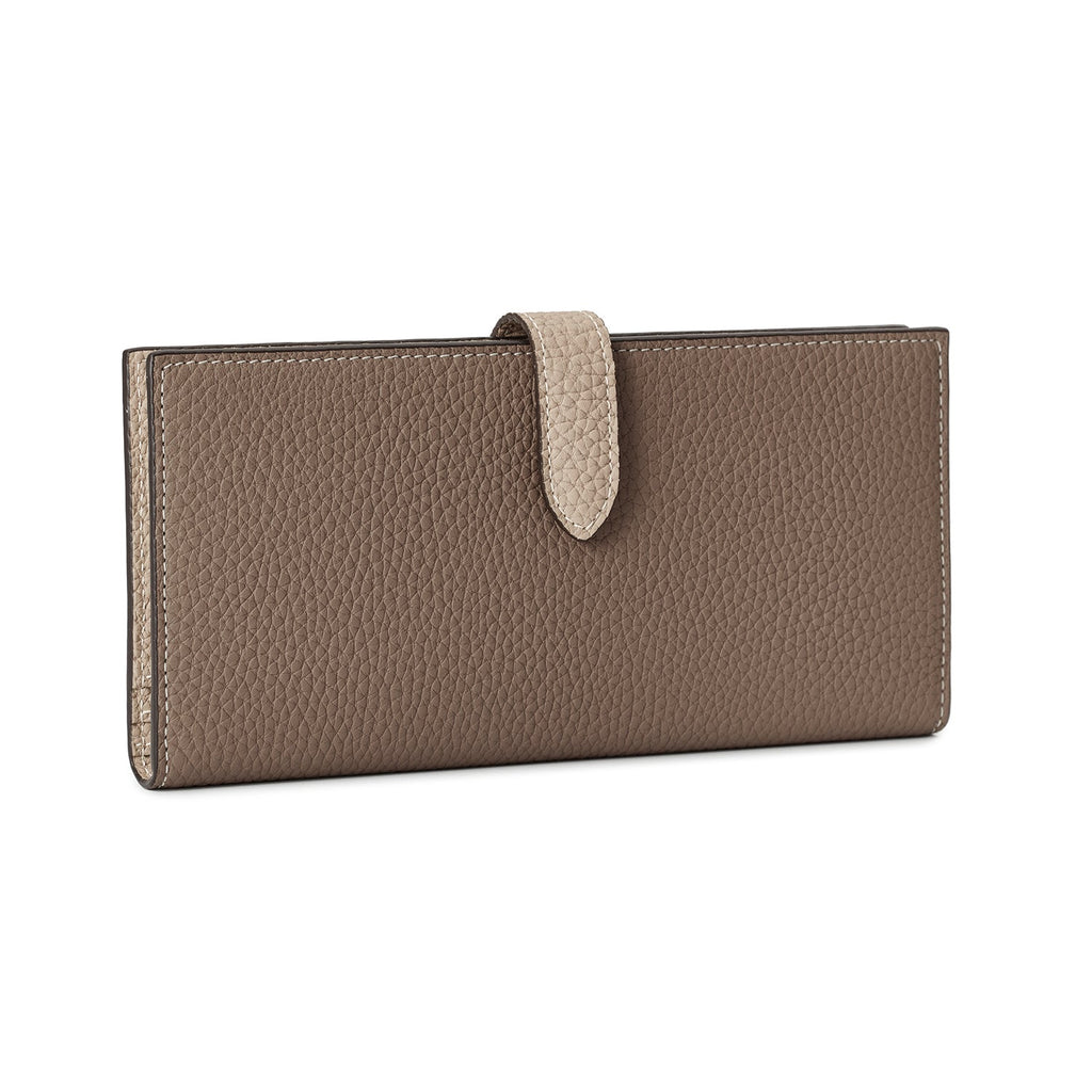 Belted Long Wallet Shrink Leather (Etoupe × Greige)