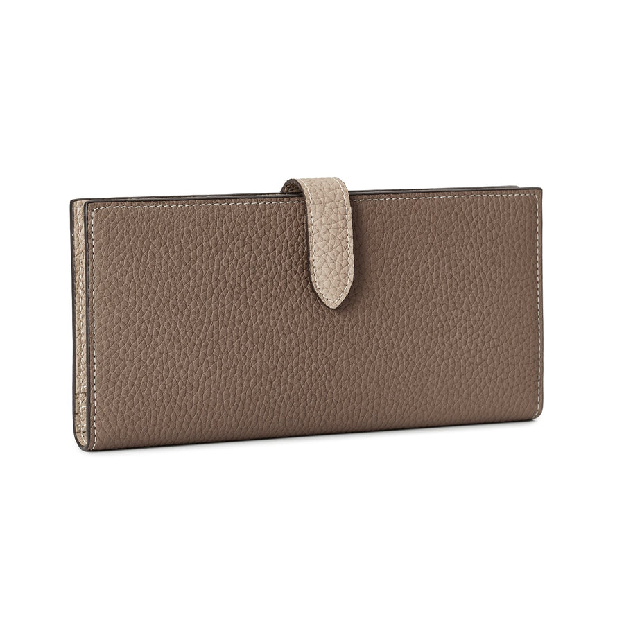 Belted Long Wallet Shrink Leather (Etoupe × Greige)