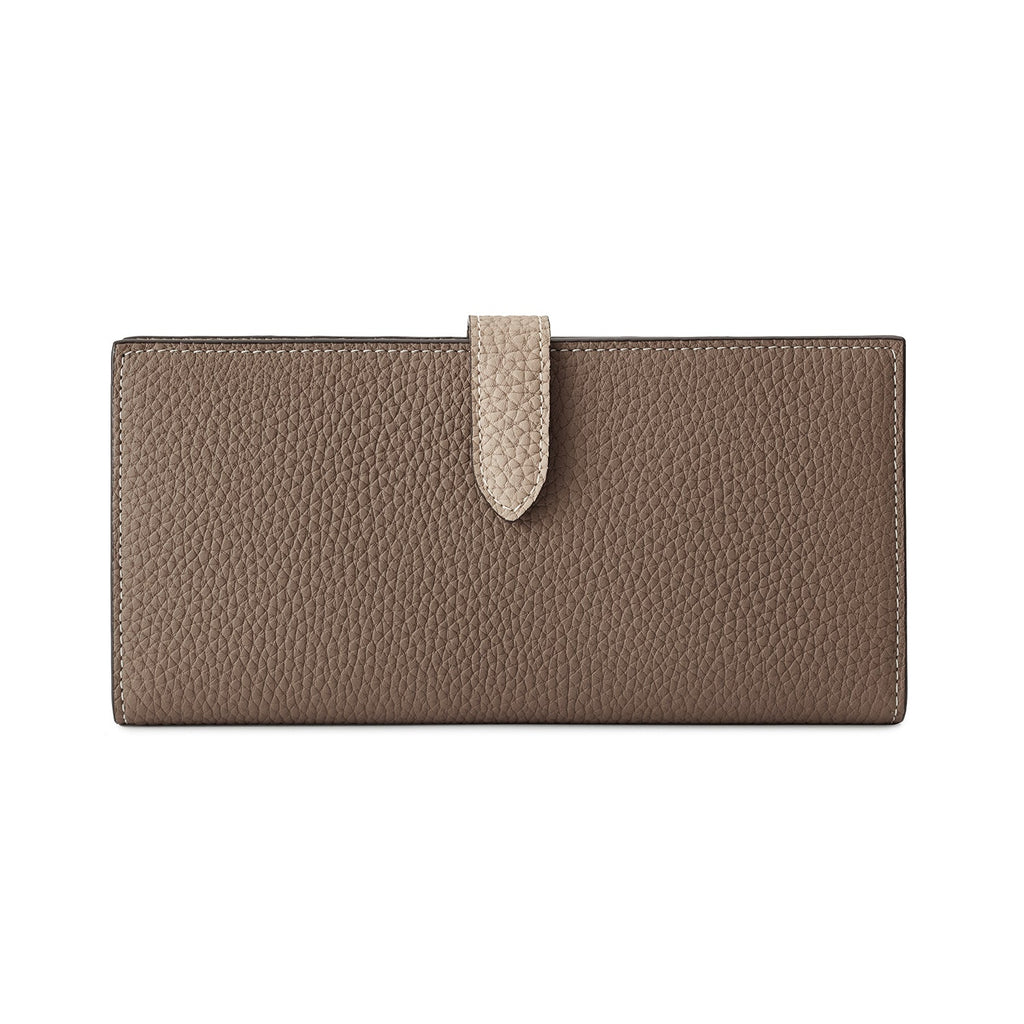 Belted Long Wallet Shrink Leather (Etoupe × Greige)