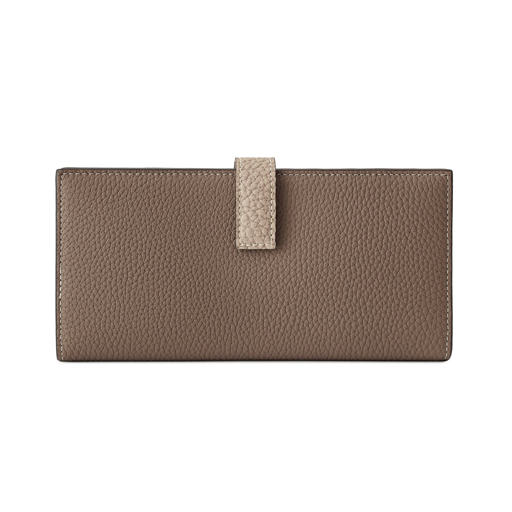 Belted Long Wallet Shrink Leather (Etoupe × Greige)