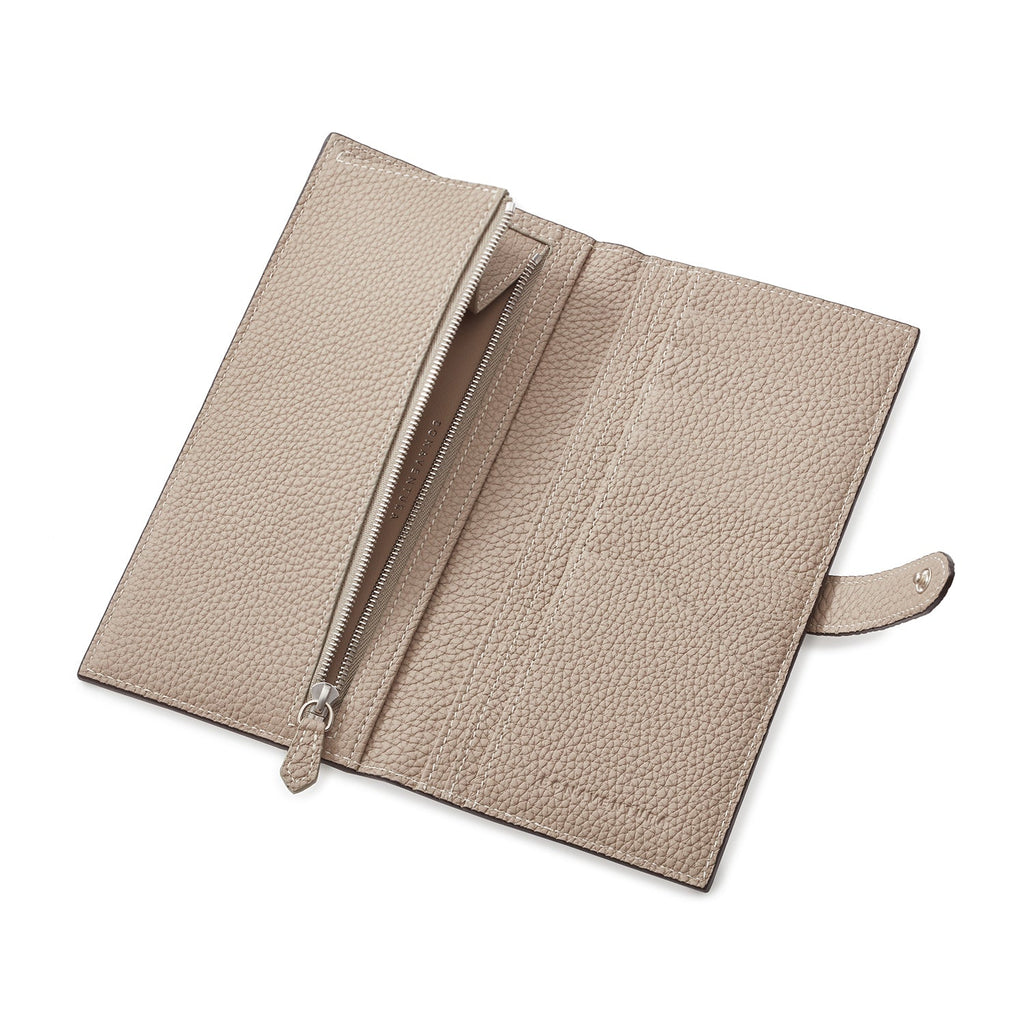 Belted Long Wallet Shrink Leather (Etoupe × Greige)
