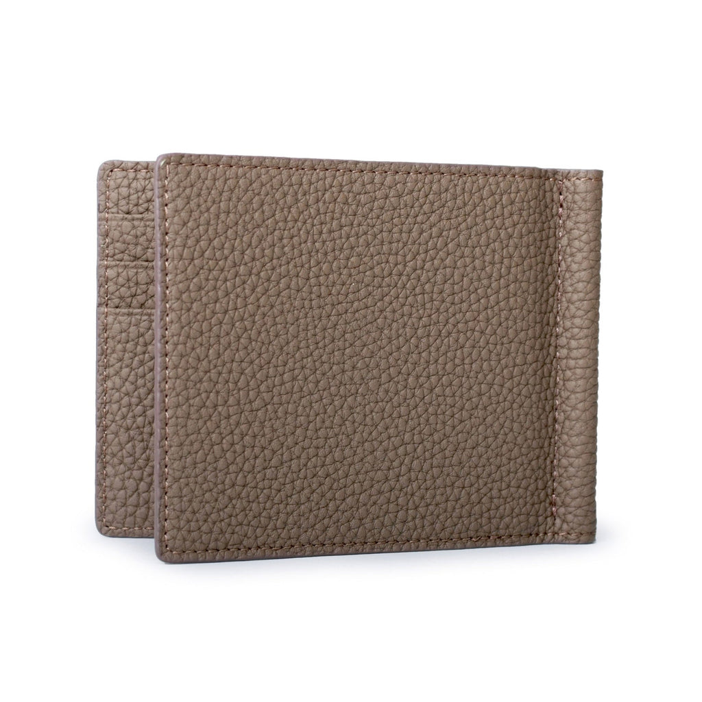 Bi-fold Wallet with Money Clip Shrink Leather (Etoupe)