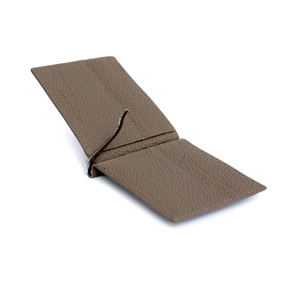 Bi-fold Wallet with Money Clip Shrink Leather (Etoupe)