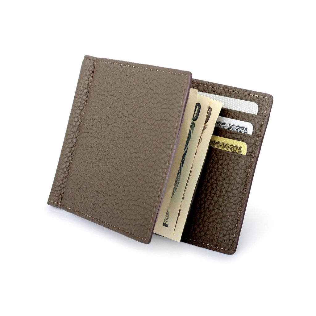 Bi-fold Wallet with Money Clip Shrink Leather (Etoupe)