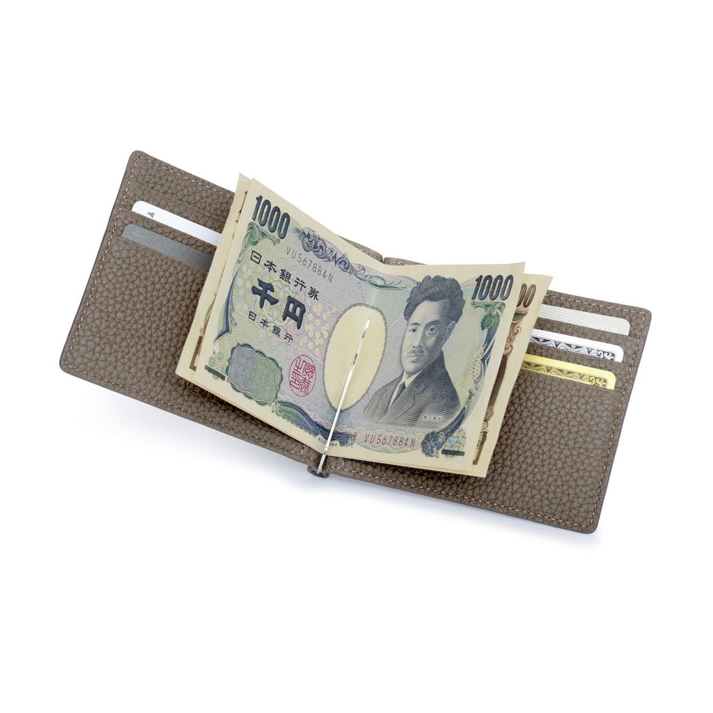 Bi-fold Wallet with Money Clip Shrink Leather (Etoupe)