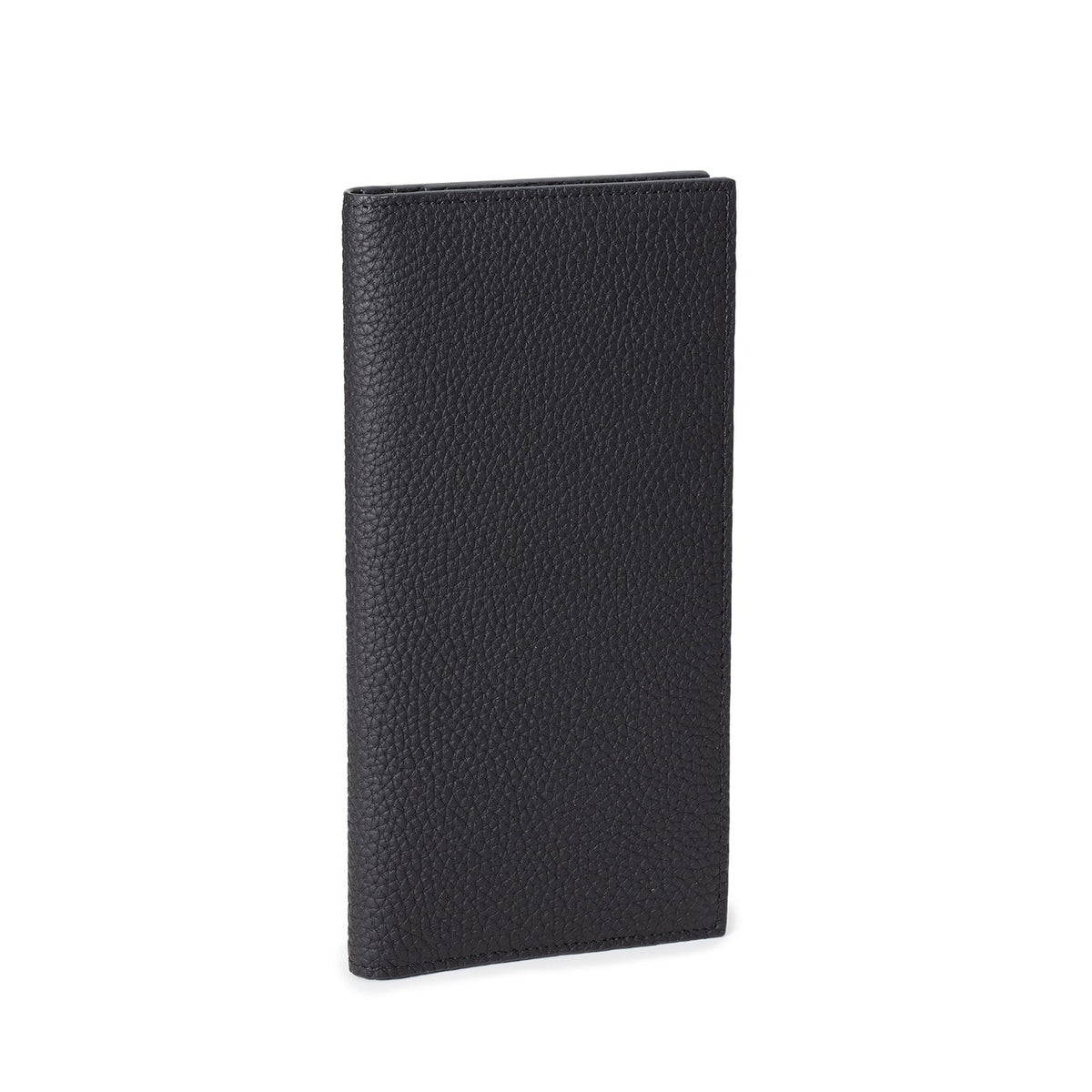 Men's Vertical Long Wallet Shrink Leather (Black)