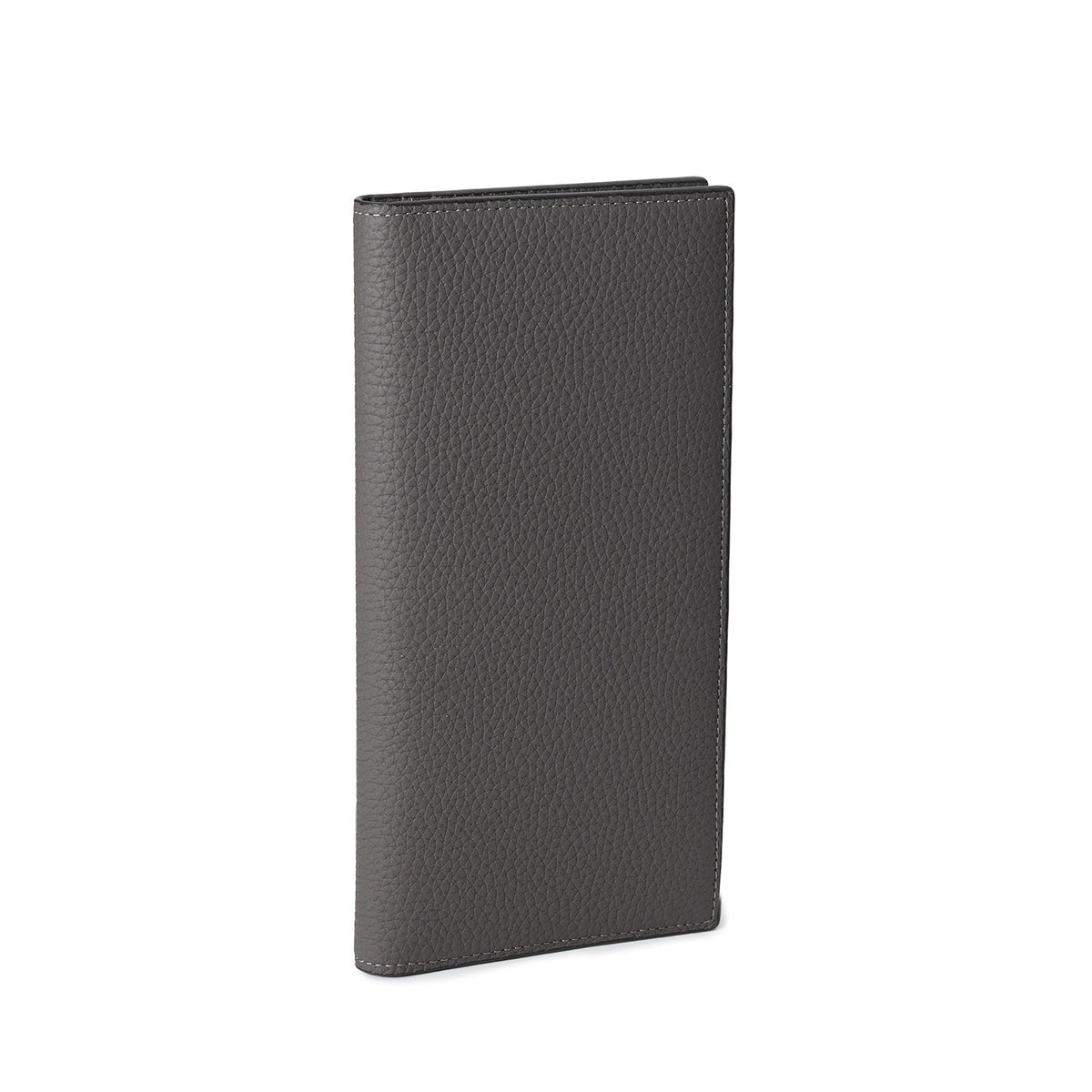 Men's Vertical Long Wallet Shrink Leather (Charcoal Gray)