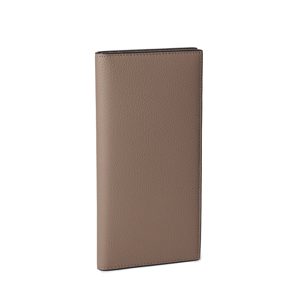 Men's Vertical Long Wallet Shrink Leather (Etoupe)