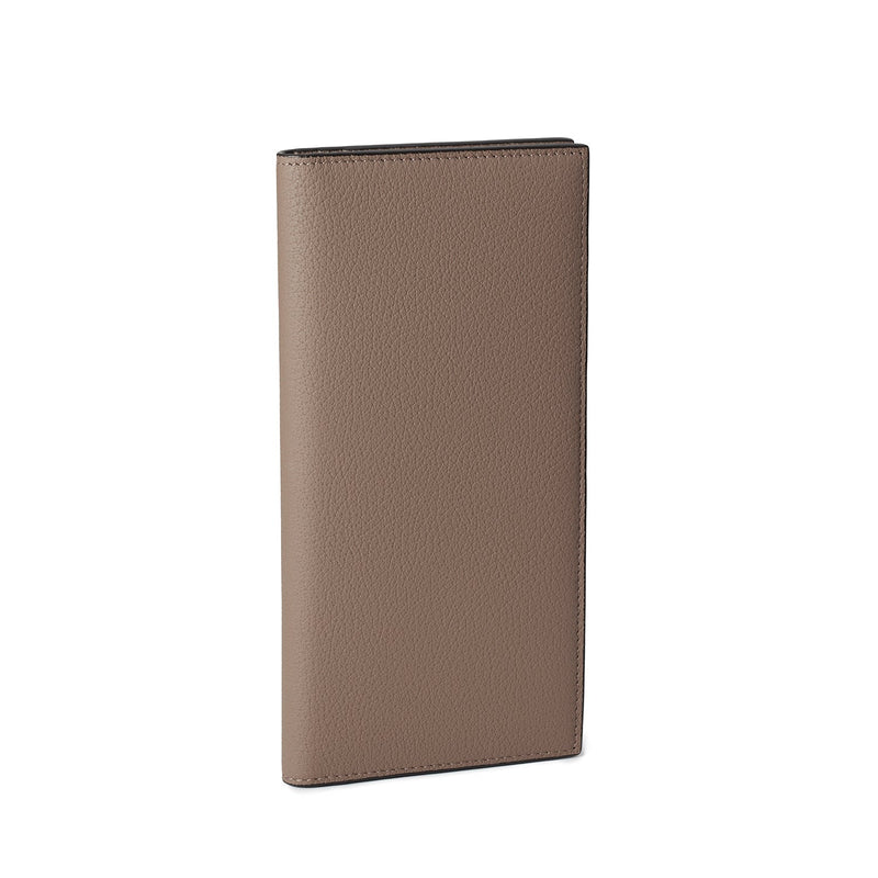 Men's Vertical Long Wallet Shrink Leather (Etoupe)