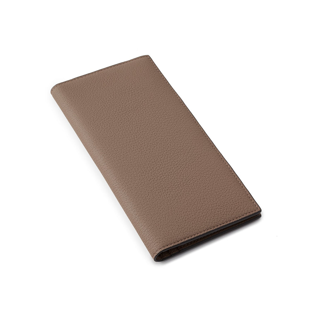 Men's Vertical Long Wallet Shrink Leather (Etoupe)