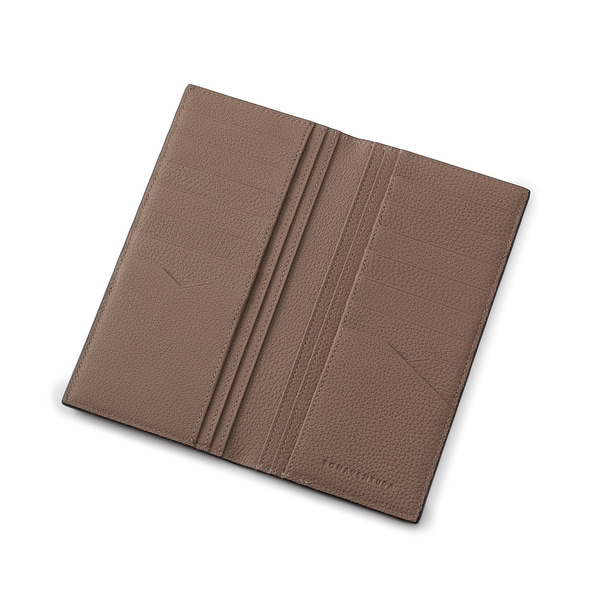 Men's Vertical Long Wallet Shrink Leather (Etoupe)