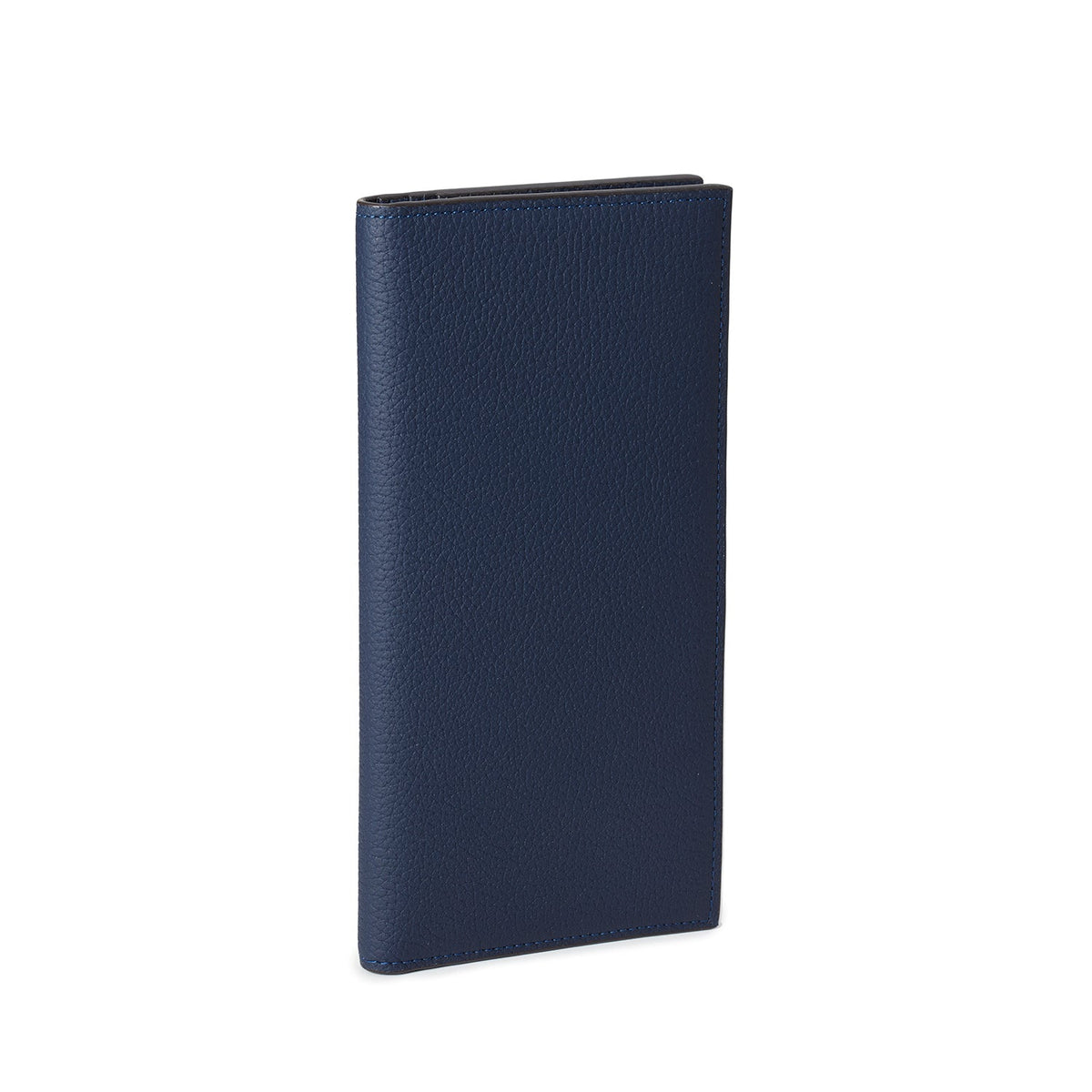 Men's Vertical Long Wallet Shrink Leather (Navy)