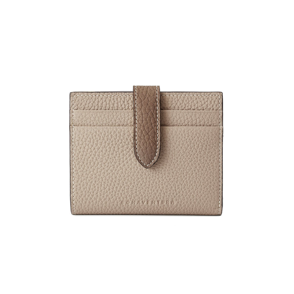 Belted Medium Wallet Shrink Leather (Greige × Coral Pink)