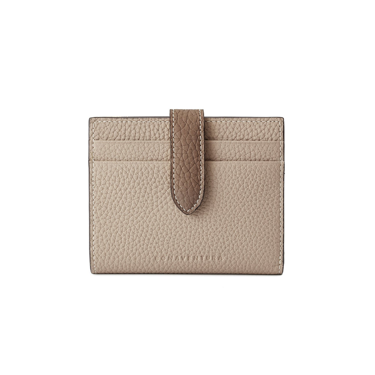 Belted Medium Wallet Shrink Leather (Greige × Coral Pink)