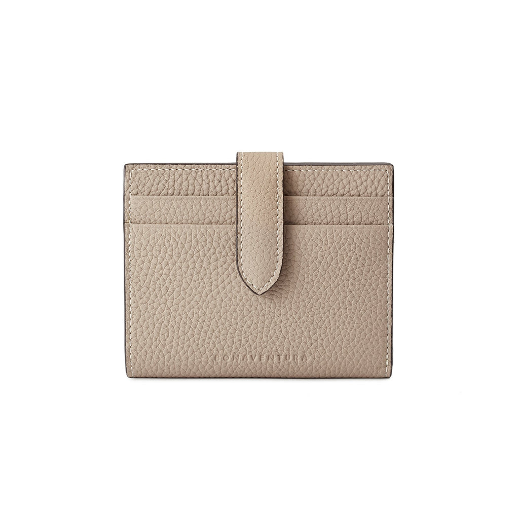 Belted Medium Wallet Shrink Leather (Greige × Coral Pink)