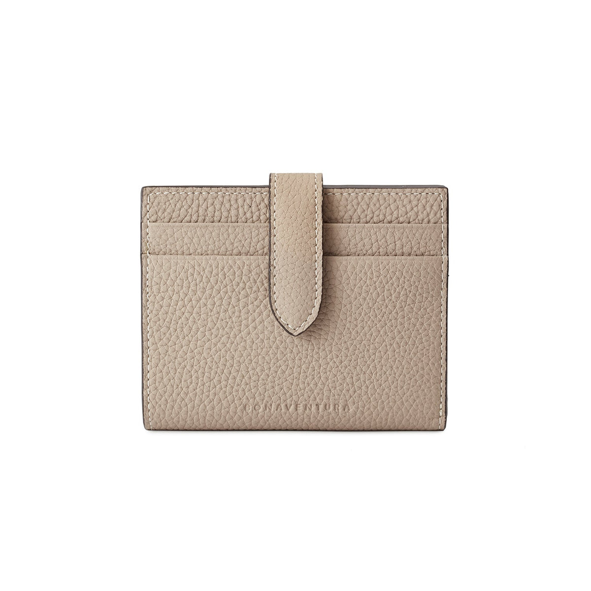 Belted Medium Wallet Shrink Leather (Greige × Coral Pink)