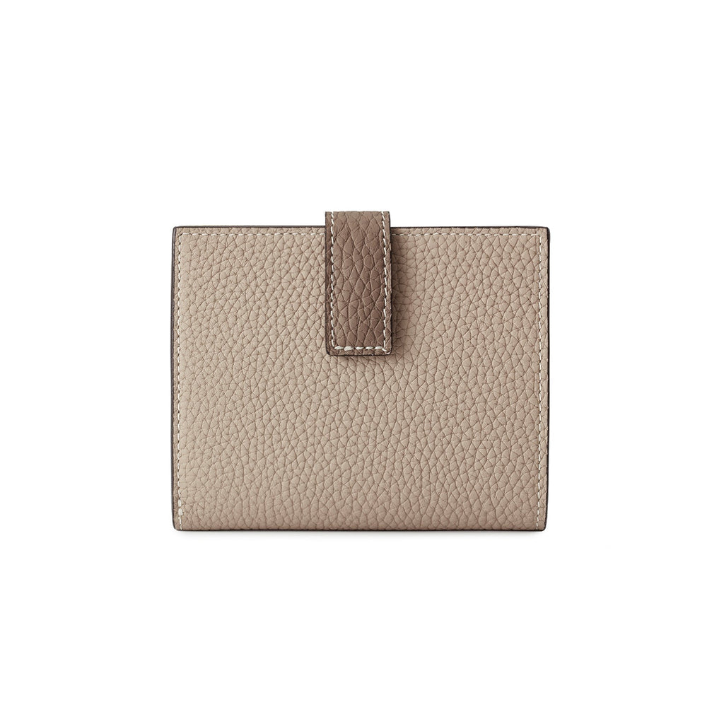 Belted Medium Wallet Shrink Leather (Greige × Coral Pink)