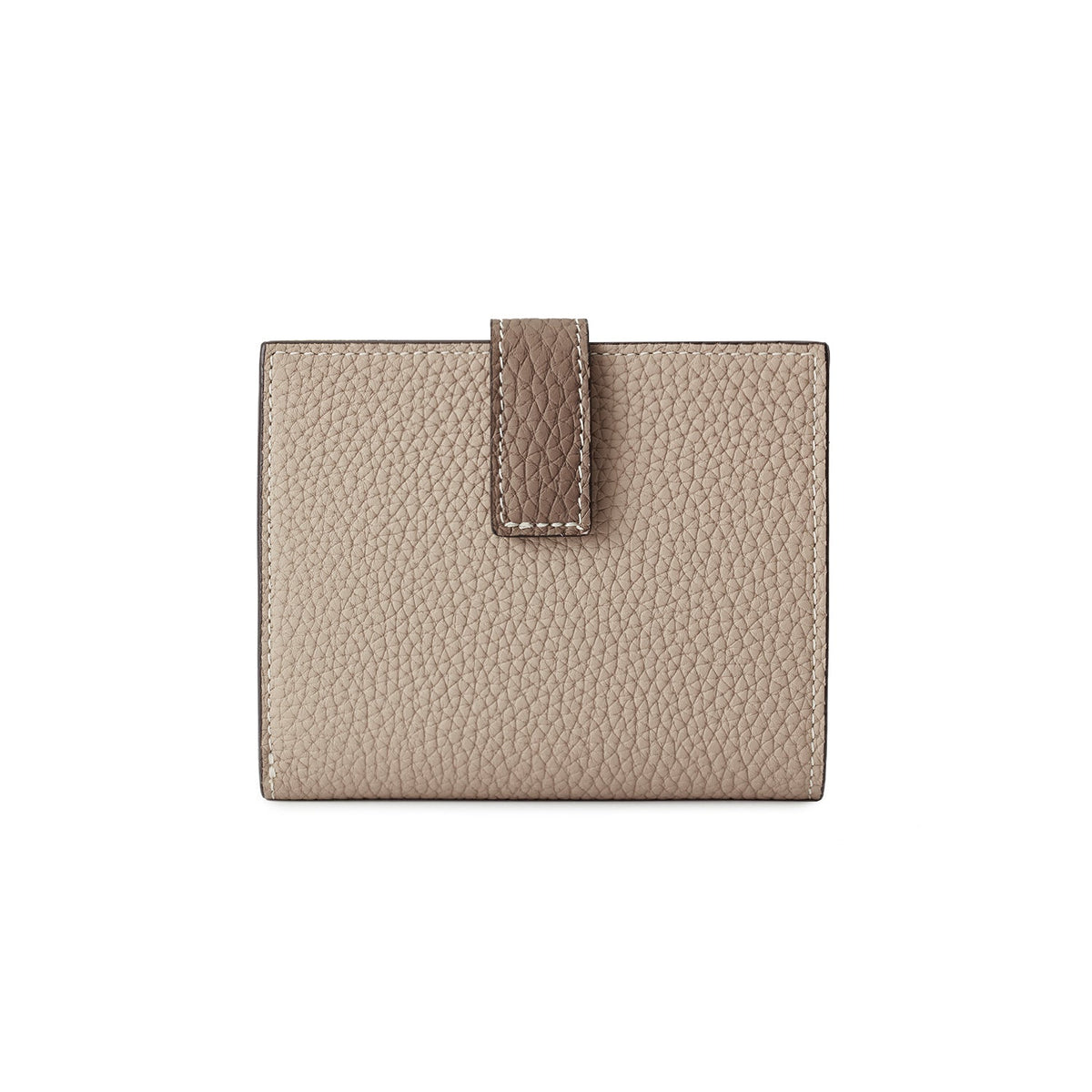 Belted Medium Wallet Shrink Leather (Greige × Coral Pink)