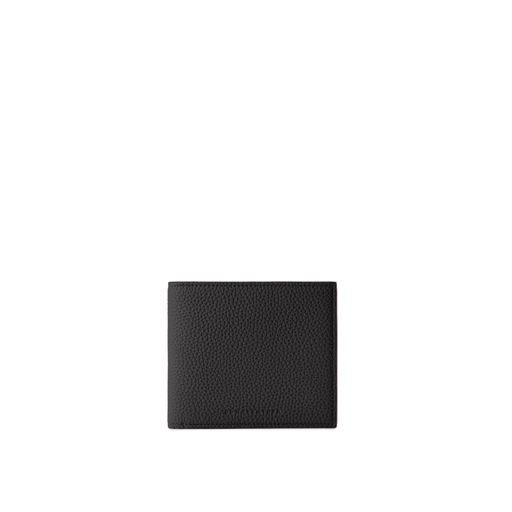 SAVOIA × BONAVENTURA Men's Bi-fold Wallet Shrink Leather (Black × Savoia Blue)
