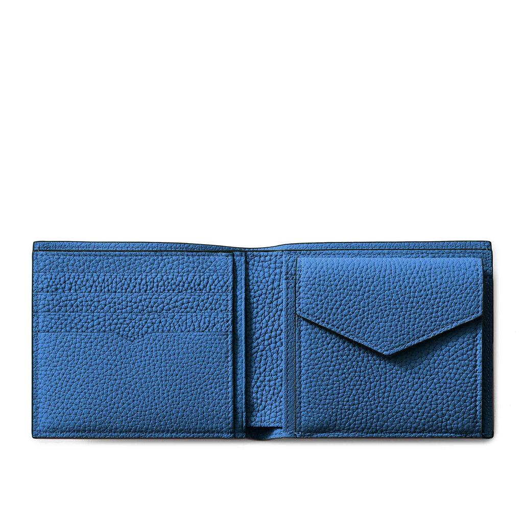 SAVOIA × BONAVENTURA Men's Bi-fold Wallet Shrink Leather (Black × Savoia Blue)