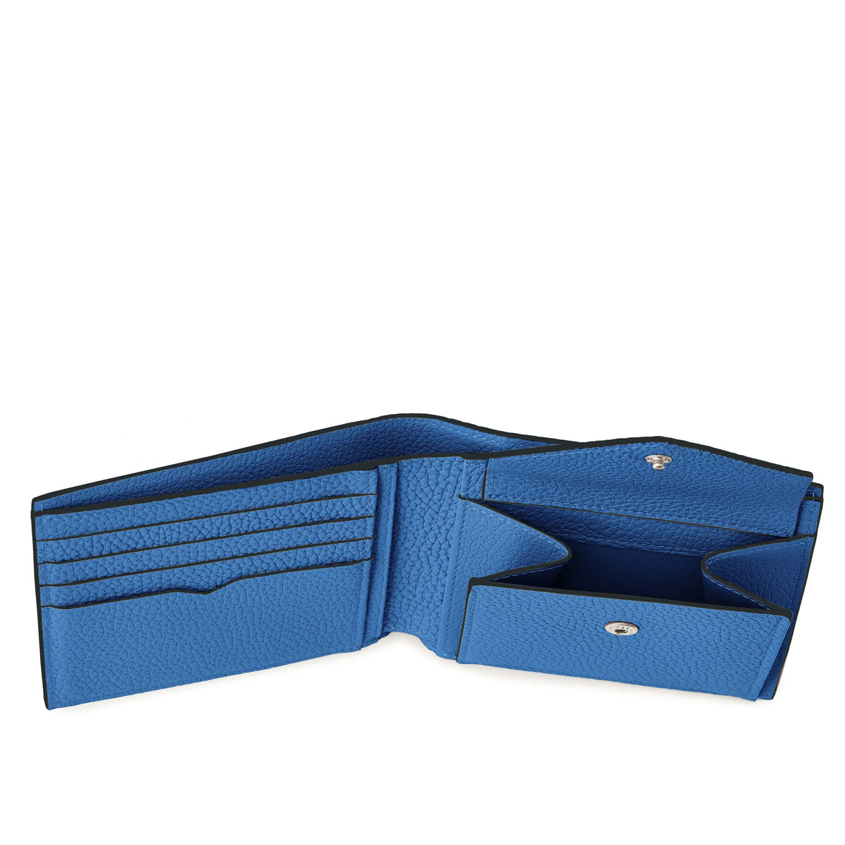SAVOIA × BONAVENTURA Men's Bi-fold Wallet Shrink Leather (Black × Savoia Blue)