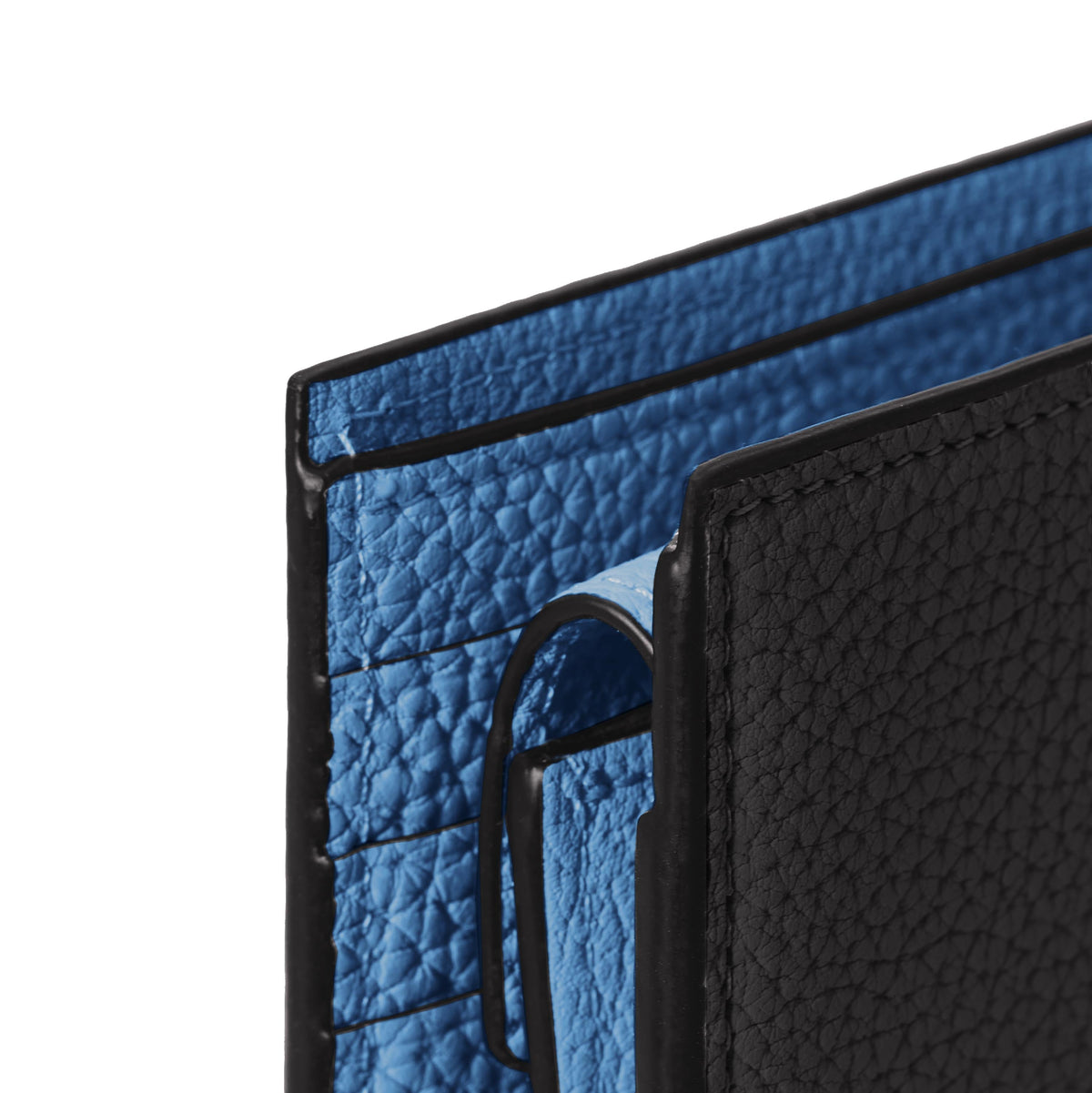 SAVOIA × BONAVENTURA Men's Bi-fold Wallet Shrink Leather (Black × Savoia Blue)