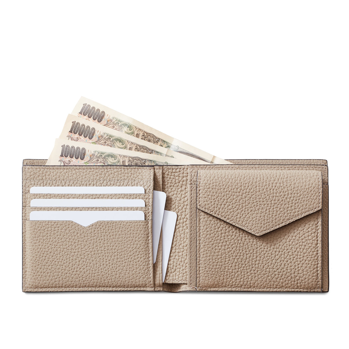 Men's Bi-fold Wallet Shrink Leather (Greige)