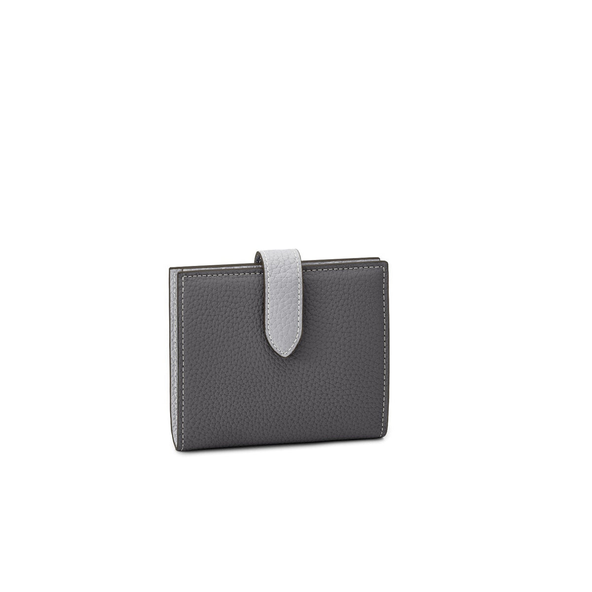 Belted Bi-fold Wallet Shrink Leather (Charcoal Gray × True Gray)