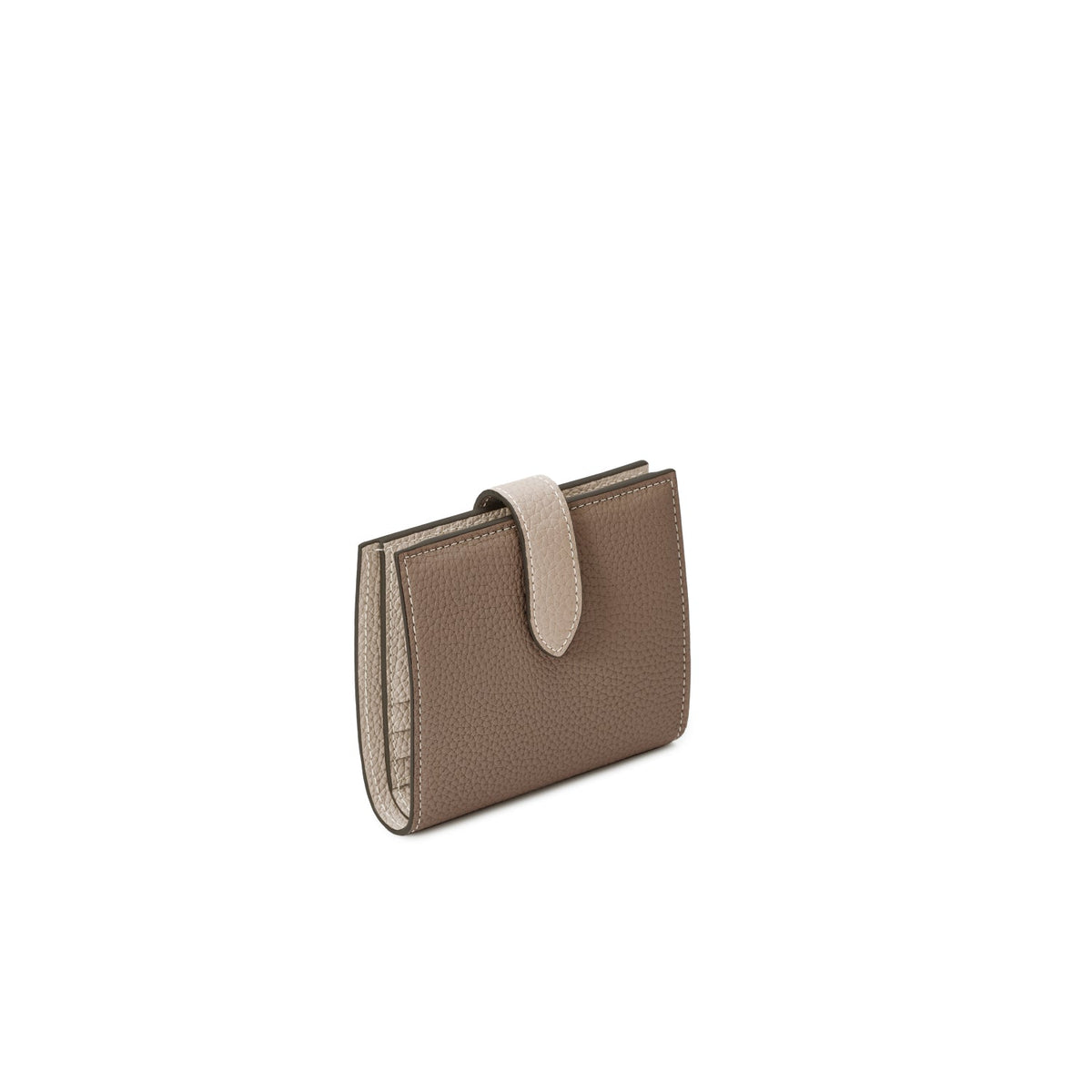 Belted Bi-fold Wallet Shrink Leather (Etoupe × Greige)