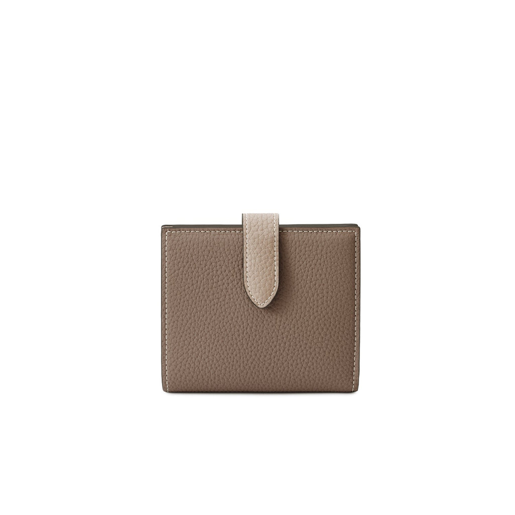 Belted Bi-fold Wallet Shrink Leather (Etoupe × Greige)