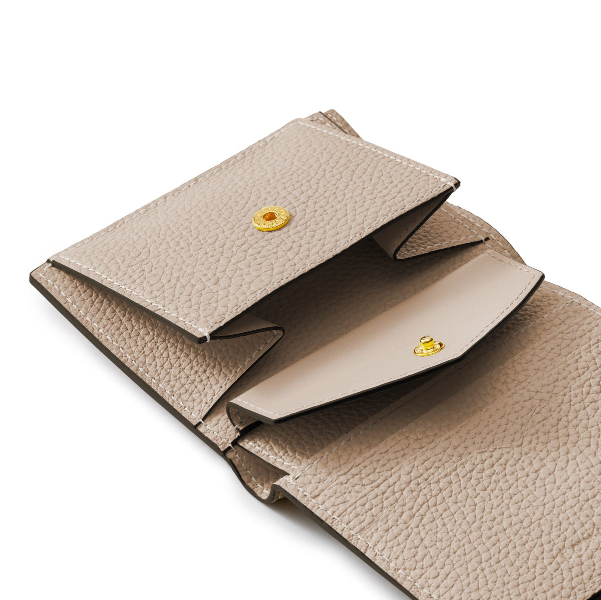 Belted Bi-fold Wallet Shrink Leather (Etoupe × Greige)