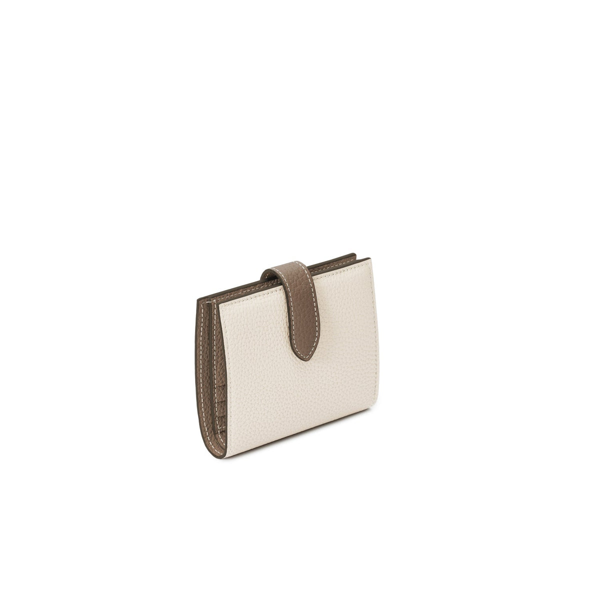 Belted Bi-fold Wallet Shrink Leather (Ivory × Etoupe)